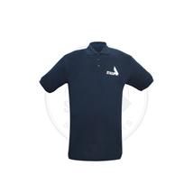 POLO "SAFRAN NAVY" NAVY KATOEN BEDRUKT MAAT "M"